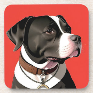 Posavasos Elegante retrato de un perro blanco y negro