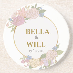 Posavasos Elegante Rosa Boda de Peony Lily