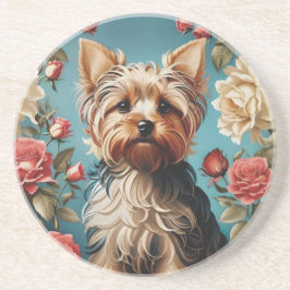 Posavasos Elegante Rosa de retrato de Yorkshire Terrier
