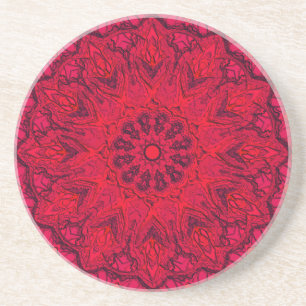 Posavasos Elegante Ruby Red Intricate Faux Glass
