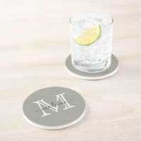 Elegante Script Evergreen Fog Monogram Kitchen