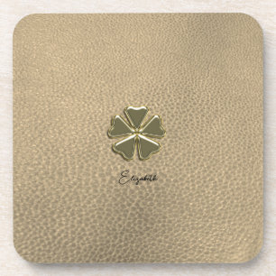 Posavasos Elegante Shamrock Día de San Patricio Cuero