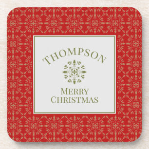 Posavasos Elegante Simple Winter Snowflakes Pattern Name