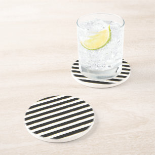 Posavasos Elegante Stripe Black Gold White