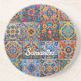 Posavasos Elegante talavera mexicana azulejos amarillos rojo