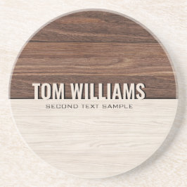 Posavasos Elegante textura de madera marrón Monograma de est