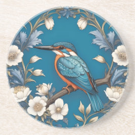 Posavasos Elegante Turquoise Kingfisher Bird Floral