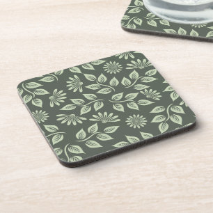 Posavasos Elegante Verde Salvia Floral Vintage