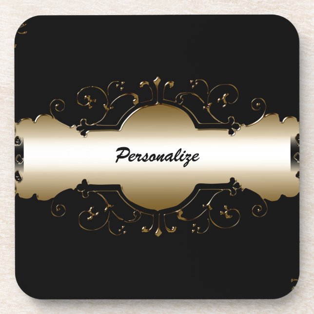 Posavasos Elegante Vintage Oro Ornamental Personalizado (Frente)
