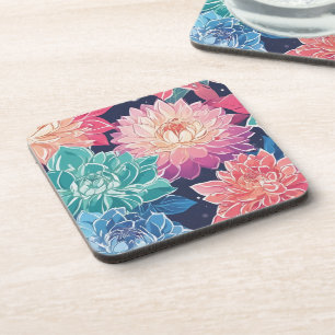 Posavasos Elegante y colorida Dahlia florida sobre fondo osc