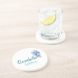 Posavasos Elegante y personalizada ducha de novia floral azu