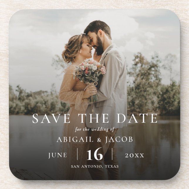 Posavasos Elegante y simple casamiento de fotos moderno salv (Frente)