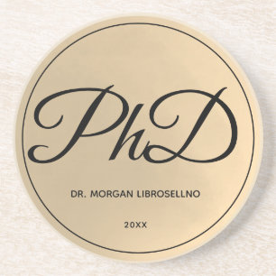 Posavasos Elegantemente Gold Name Graduación de PhD