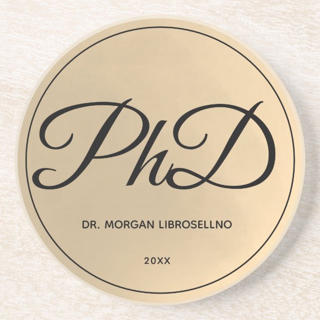 Posavasos Elegantemente Gold Name Graduación de PhD (Frente)