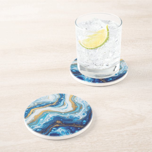 Posavasos Elegantes Baldosas decorativas de Art Fluido - Azu (Lado)