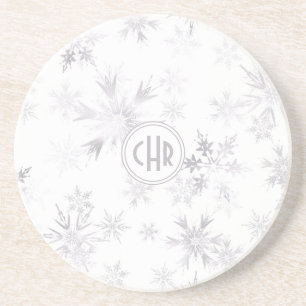Posavasos Elegantes copos de nieve en invierno blanco