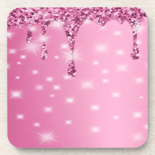 Posavasos Elegantes de Brillo Rosa Caliente con Ef