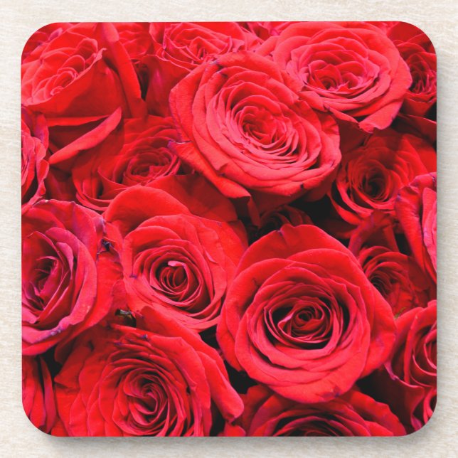 Posavasos Elegantes flores rojas florales Roses Rojos rosa j (Frente)