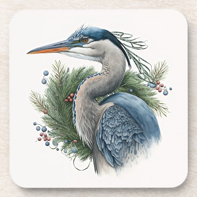 Posavasos Elegantes grandes vacaciones de la garza azul/Navi (Frente)