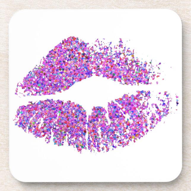 Posavasos Elegantes Labios Purpurinas #11 (Frente)