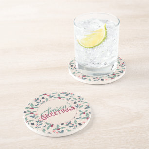 Posavasos Elegantes Navidades de acuarela floral de invierno