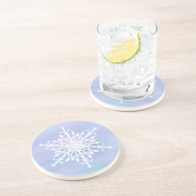 Posavasos Elegantes Navidades de copos de nieve blancos (Lado)