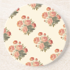 Posavasos Elegantes peonías florales vintage rosadas