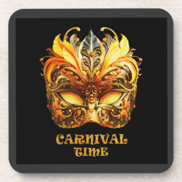 Posavasos Elegantes plumas doradas máscara veneciana