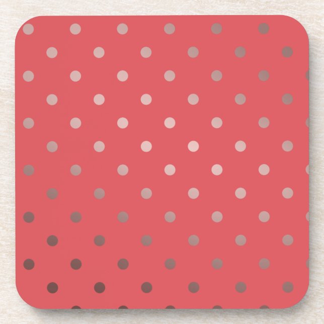 Posavasos elegantes puntos de polka rojo rosa dorado (Frente)