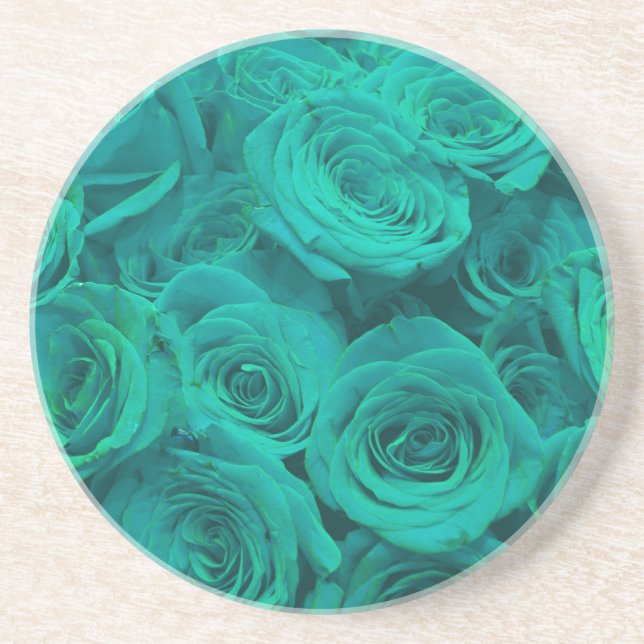 Posavasos Elegantes rosas verdes verde azulados (Frente)