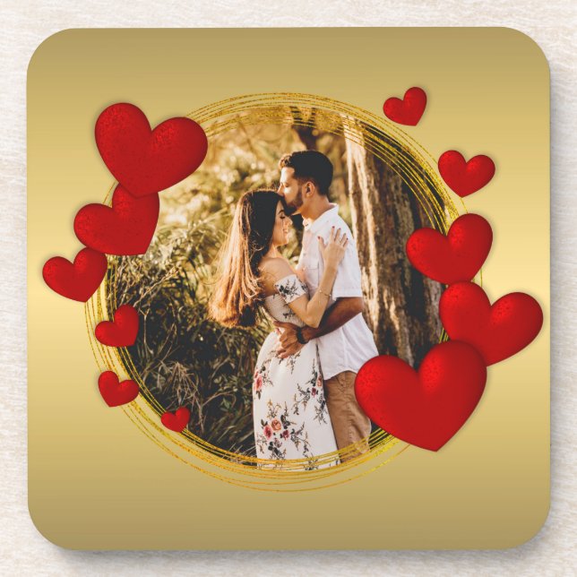 Posavasos Elegantes San Valentín, Amor, Aniversario Corazón  (Frente)