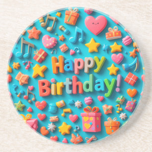 Posavasos Elementos Coloridos de Celebración de Cumpleaños