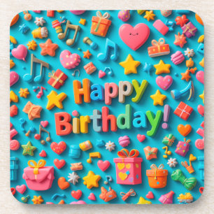 Posavasos Elementos Coloridos de Celebración de Cumpleaños