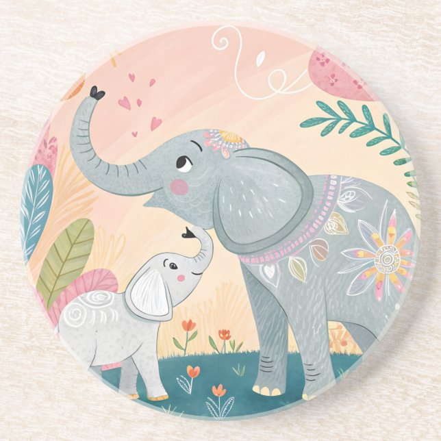 Posavasos Elephant Mom and Baby (Frente)