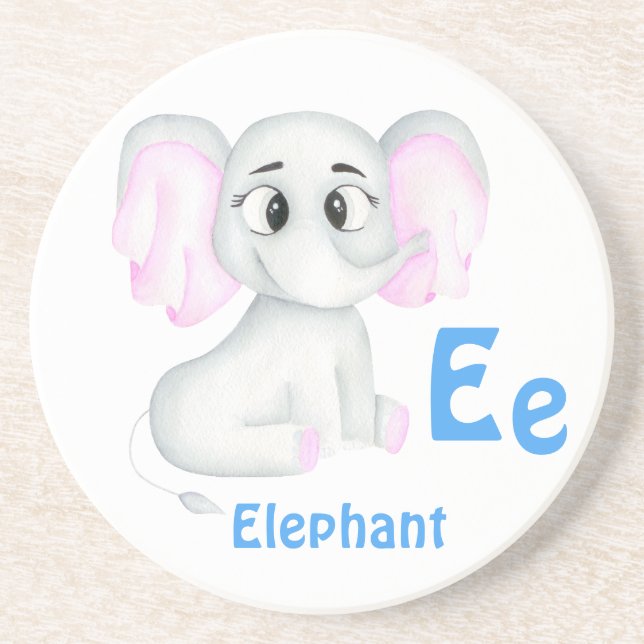 Posavasos Elephant personalizar ABC: Letra E - Añadir tu nom (Frente)