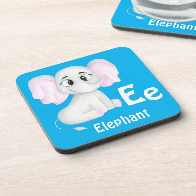 Posavasos Elephant personalizar ABC: Letra E - Añadir tu nom (Lado Izquierdo)