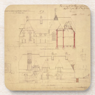 Posavasos Elevaciones para la casa roja, brezo de Bexley