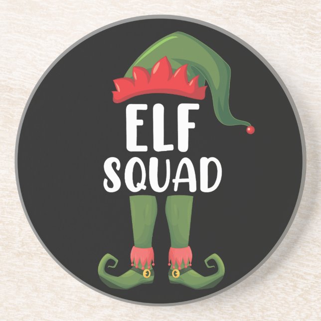 Posavasos Elf Squad Funny Familiar Coincidiendo con Navidade (Frente)