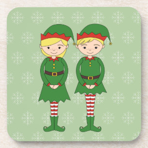 Posavasos Elfos de Navidad Ilusima Copos de Nieve Verde