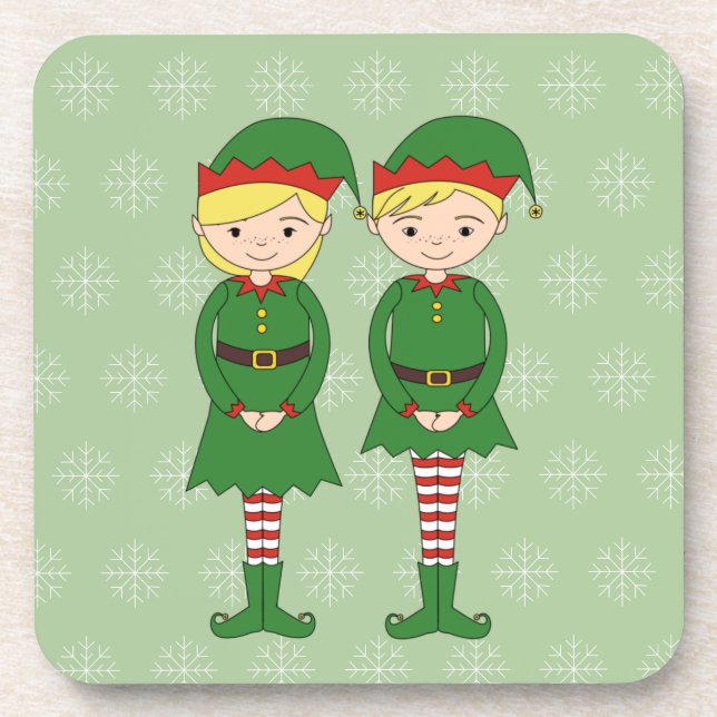 Posavasos Elfos de Navidad Ilusima Copos de Nieve Verde (Frente)
