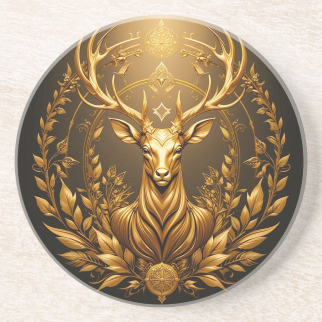 Posavasos Emblema de Ciervo Dorado (Frente)