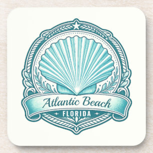 Posavasos Emblema de concha marina costera de Atlantic Beach