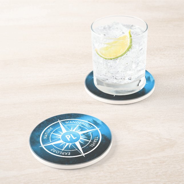 Posavasos Emblema de la estrella de la brújula monograma nie (Lado)