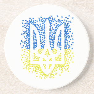 Posavasos Emblema ucraniano trident tryzub esparce corazones