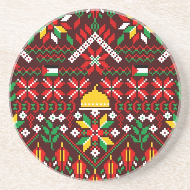 Posavasos Embrodería tradicional de Palestina Tatreez (Frente)