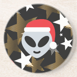 Posavasos emoji alienígena de santa