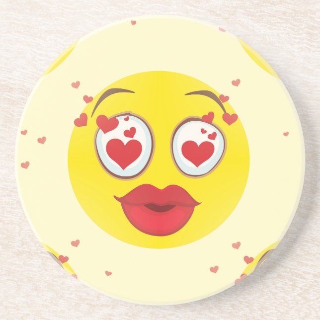 Posavasos Emoji de beso de San Valentín (Frente)