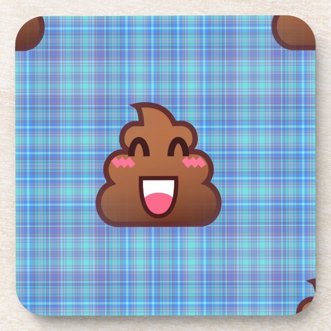 Posavasos emoji de caca de plaid (Frente)