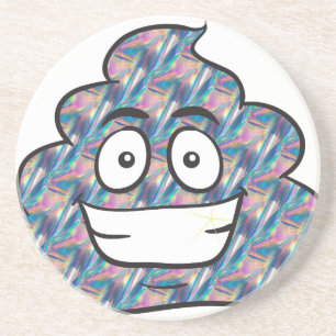 Posavasos emoji de caca holográfica