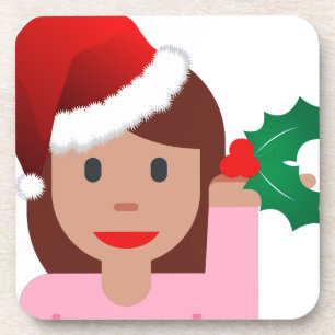 Posavasos emoji de chica de información de navidad